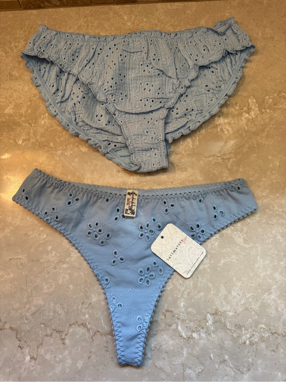 Free People Light Blue Eyelet Cotton Briefs